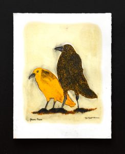 Yellow Birds 2009 Oil Stick, Graphite, Oil on Paper 11” x 14”
